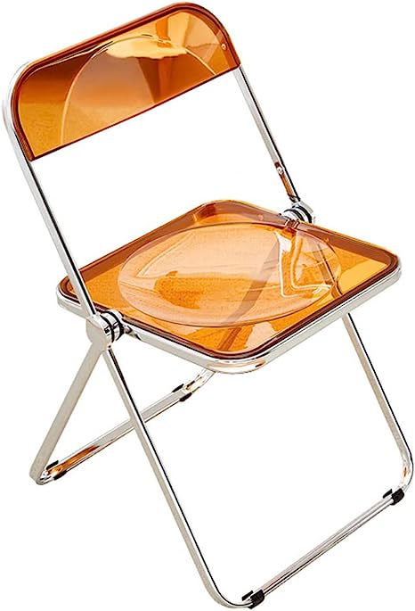 ブラウン パイプ椅子 透明 折りたたみ椅子 クリアチェア スタッキングチェア 会議椅子 軽量 省スペース 室内 屋外 韓国クリア家具 北欧 レトロ  シンプル おしゃれイス (ブラウン) ::95612 メルカリShops