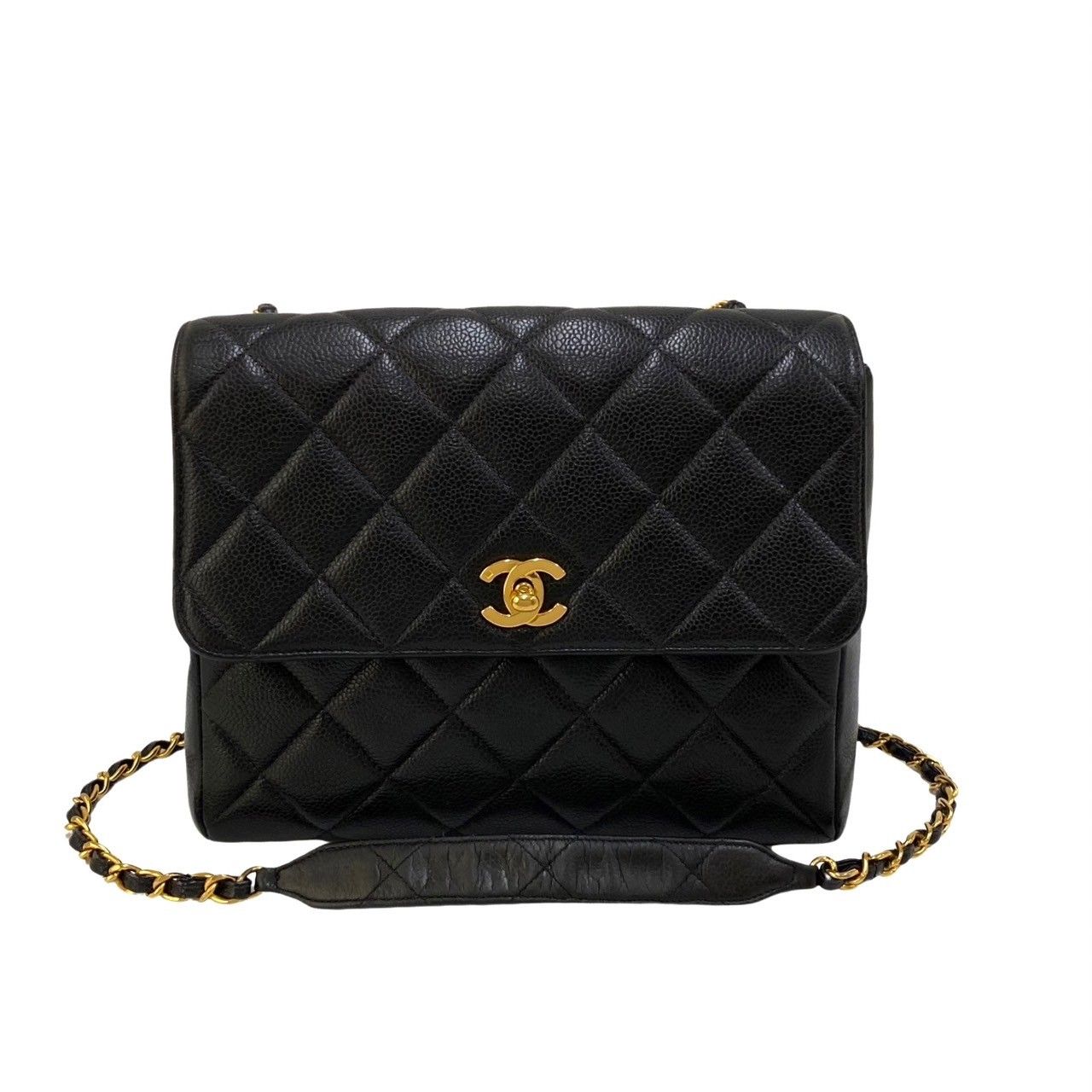 CHANEL◎シール有り 5番台 ビコローレ マットキャビアスキン がま口 黒 CHANEL シール有り 5番台 ビコローレ マットキャビアスキン