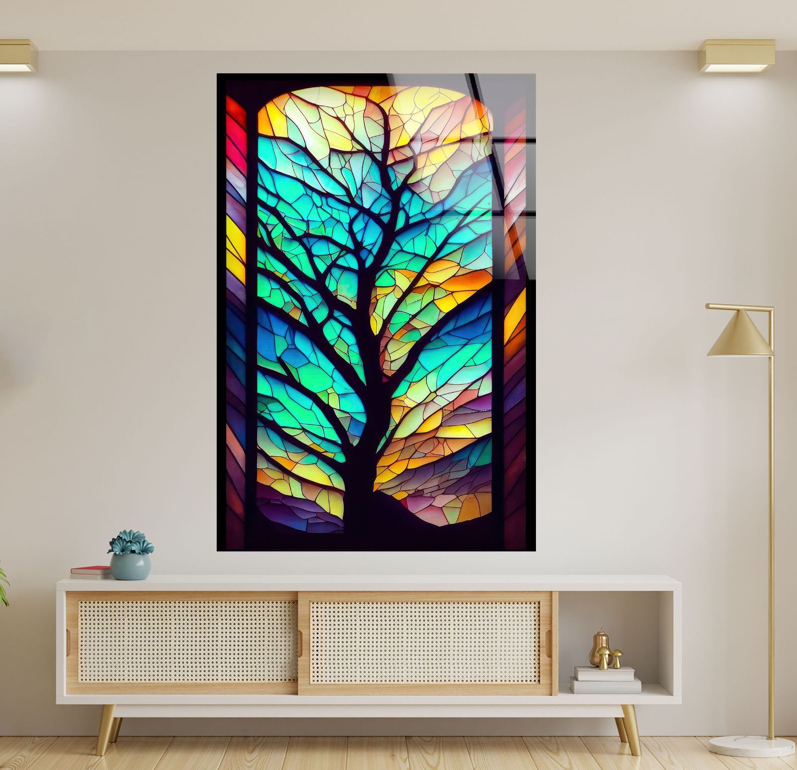 ガラスウォールアート ガラスアート素材：4mmの強化ガラス、ガラスの壁