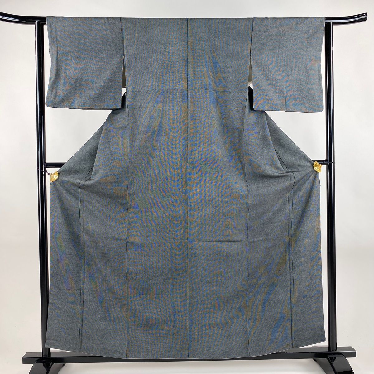 江戸小紋 身丈160cm 裄丈61.5cm S 袷 落款 角通し 黒灰 正絹 名品
