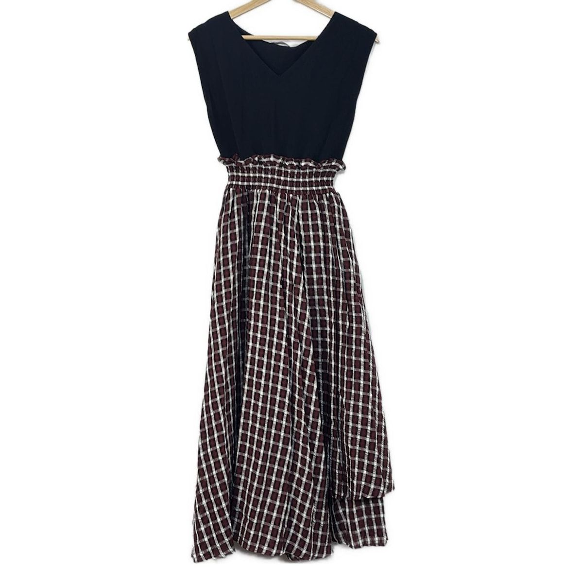 TOCCA(トッカ) ワンピース サイズF レディース美品 - 黒×ボルドー×白