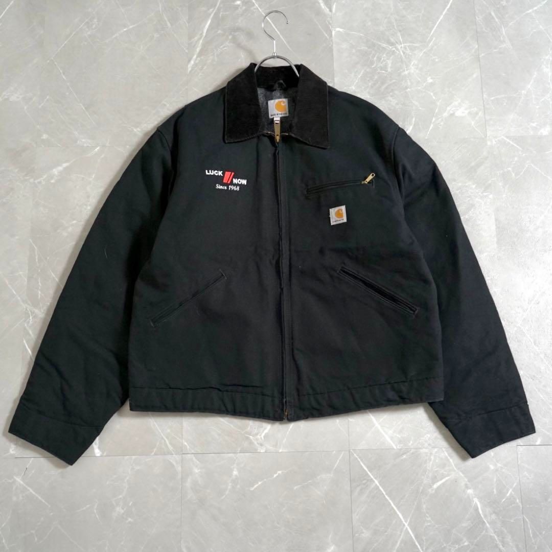 Carhartt 刺繍ロゴ ダック デトロイトジャケット 黒 古着N596-