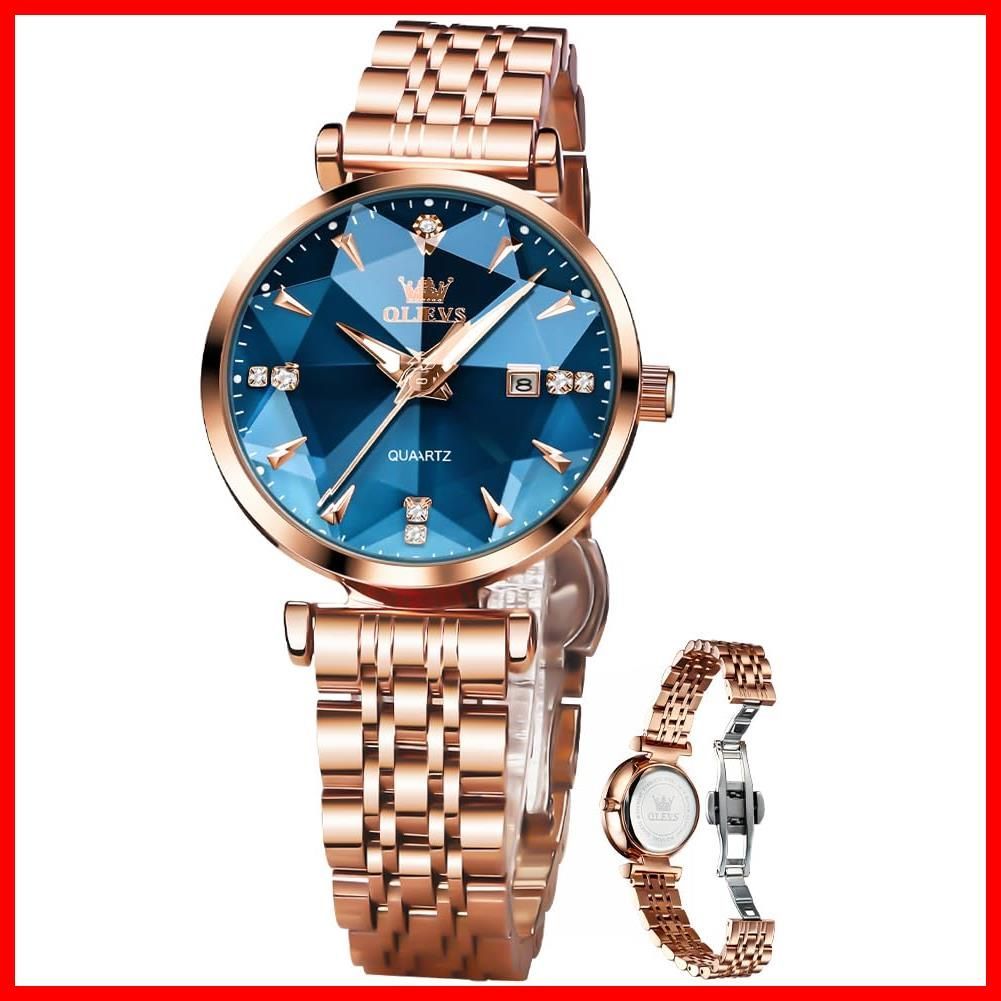 人気商品 バレンタイン プレゼント 防水 夜光 watch 日付 見やすい 女性時計 for シンプル文字盤 かわいい women クォーツ レディース ブルー 腕時計 OLEVS