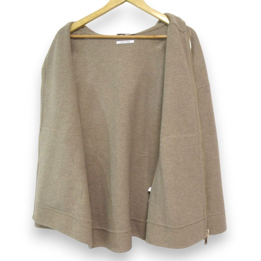 24AW MaxMara マックスマーラ ロゴ刺繍 カシミヤブレンド ジップパーカー Sサイズ ベージュ レディース 古着