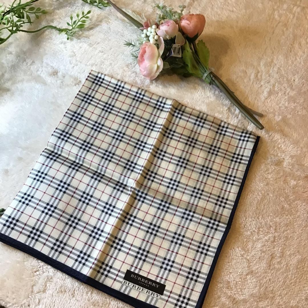 バーバリー ハンカチ スカーフ BURBERRY ノバチェック ロゴ入り ユニ