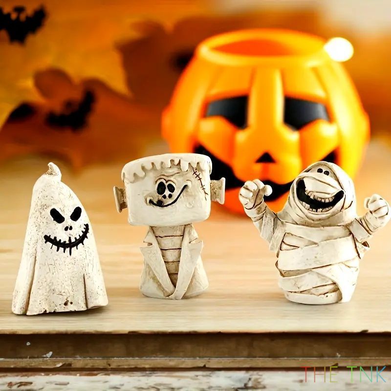 ハロウィンパンプキンウィッチオーナメントハロウィンデコレーションセット - ヴィンテージパンプキン＆ミイラフィギュア - スプーキーシーンセットアップ用レジンテーブルトップオーナ