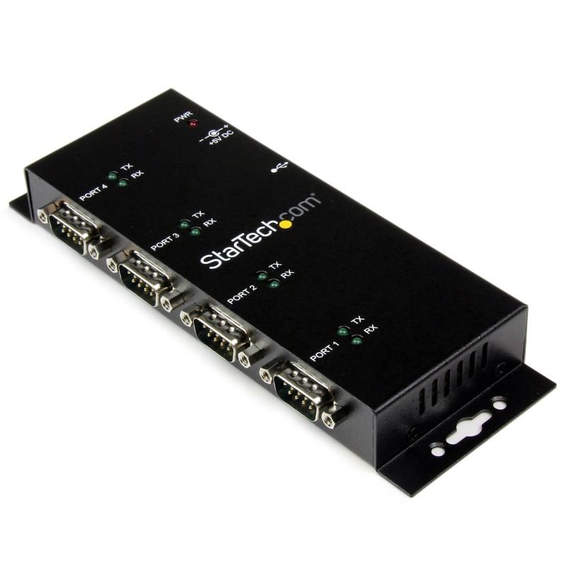 StarTech.com USB - 4ポートRS232Cシリアル変換ハブ ウォールマウント DINレールクリップ FTDIチップセット 1x USB A - 4x DB-9 ICUSB2324I