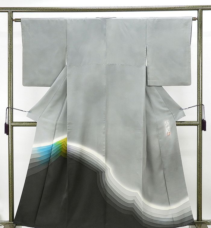 訪問着 正絹 染色作家 斉藤三才作 訪問着 リサイクル 着物 b0274