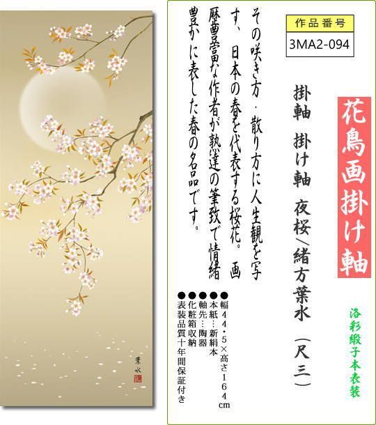 掛軸 掛け軸 夜桜/緒方葉水(尺三)床の間 おしゃれ モダン 3MA2-094