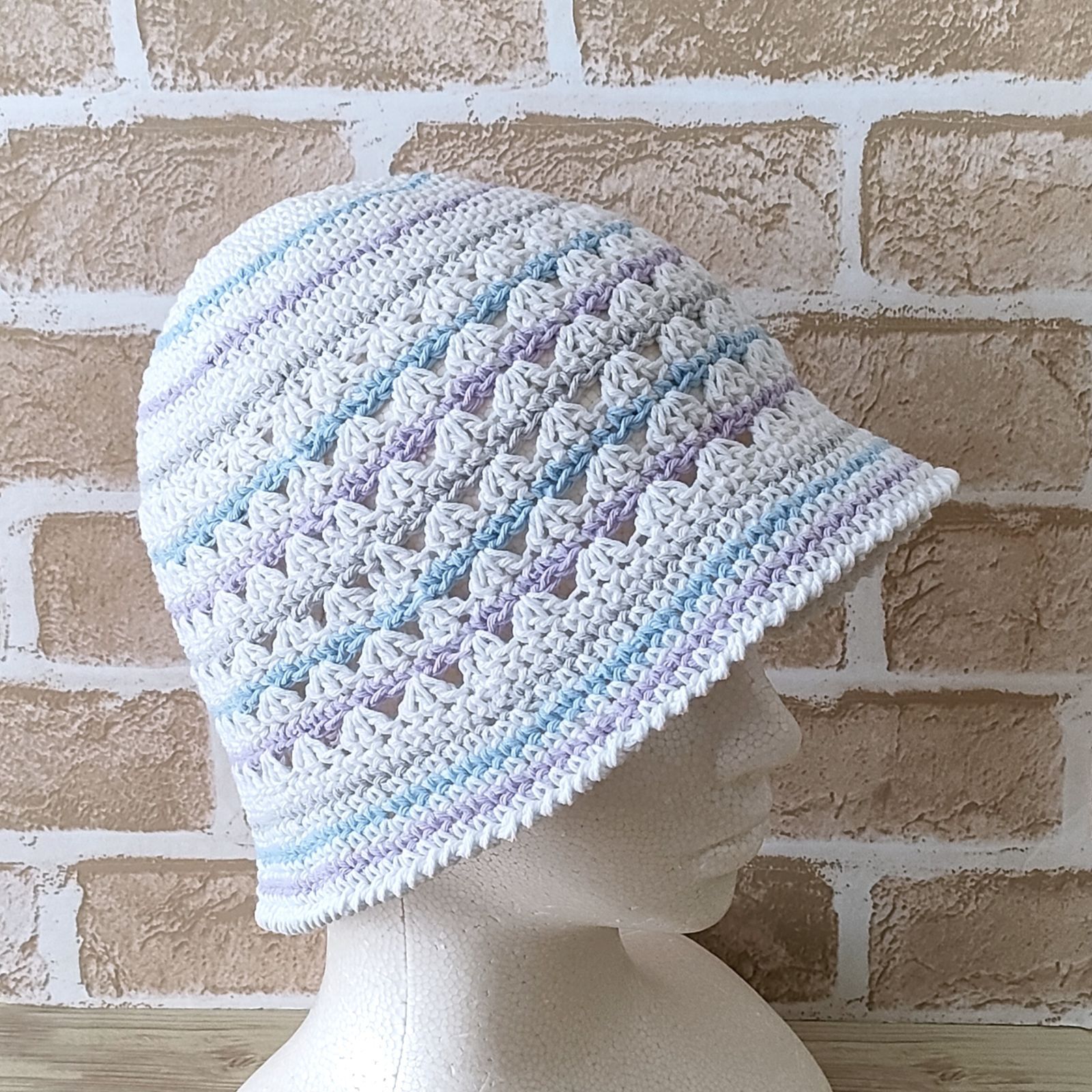 クロシェハット ニット帽 ハンドメイド バケットハット 夏 レース編み  