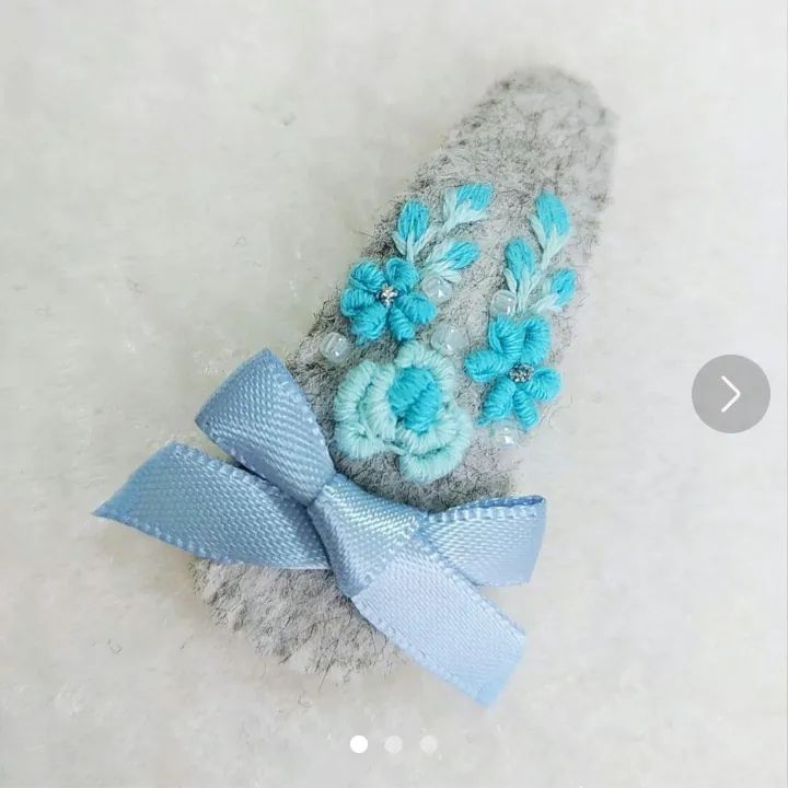 パンジー刺繍☆5センチパッチンピン♡グレー 【公式通販】