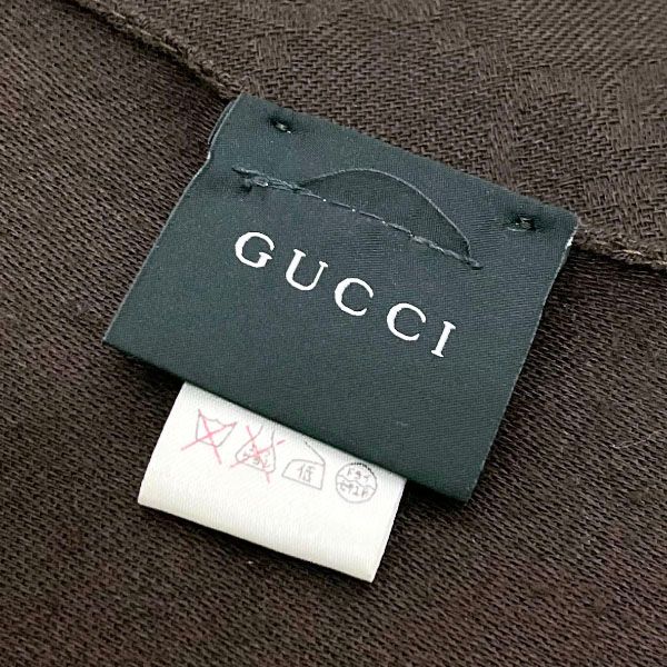 グッチ ストール GG柄 マフラー ウール シルク ダークブラウン 濃茶  