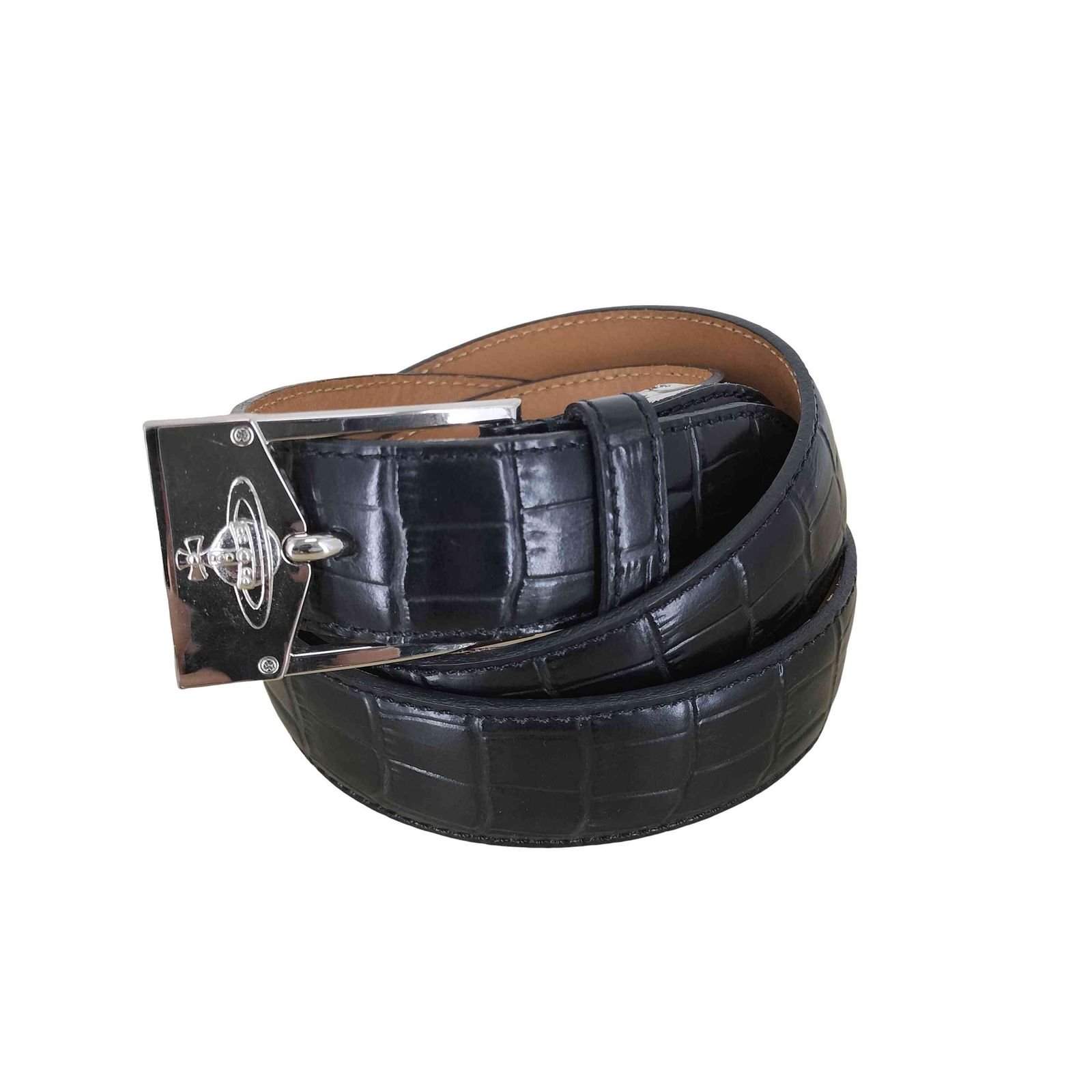 希少✨ヴィヴィアンウエストウッド　ベルト　オーブ　クロコ型押し　ブラック ヴィヴィアンウエストウッド Vivienne Westwood クロコ型押し