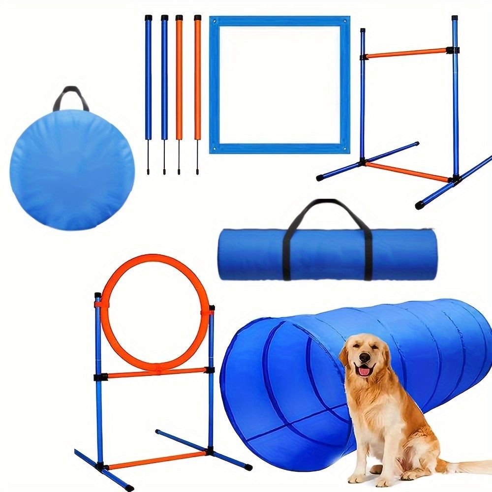 新着商品 犬の敏捷性トレーニングセット - PE素材 高さ調節 ジャンプバー フープ ウィーブポール トンネルを含む - 屋内|屋外兼用ペットトレーニングキットpPj