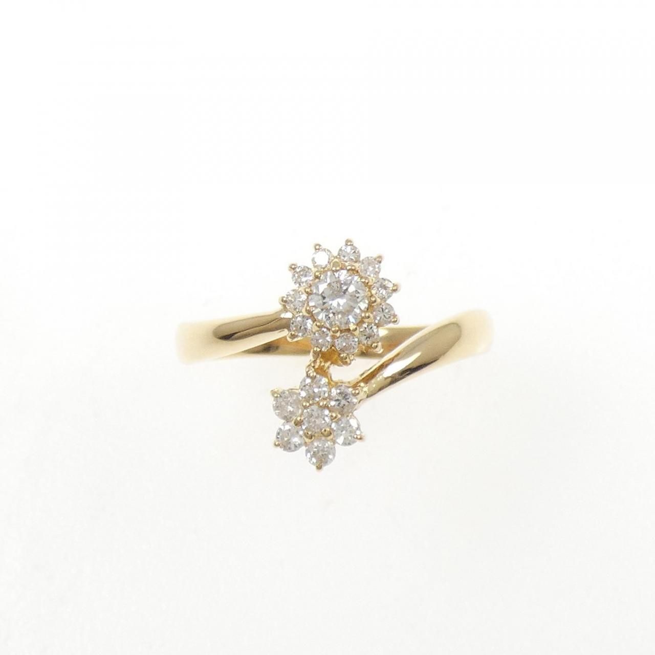 k18YGリング K18YG フラワー ダイヤモンド リング 0.28CT - メルカリ