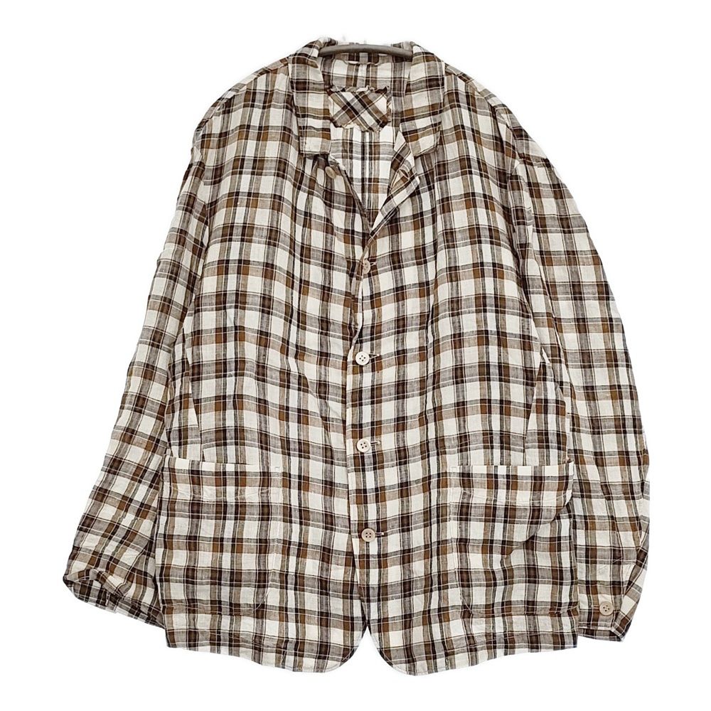 45R 45rpm インドリネンのシャツジャケット MEN 定価55000円 ブラウン ホワイト メンズ フォーティーファイブアールピーエム 5-1014M♪