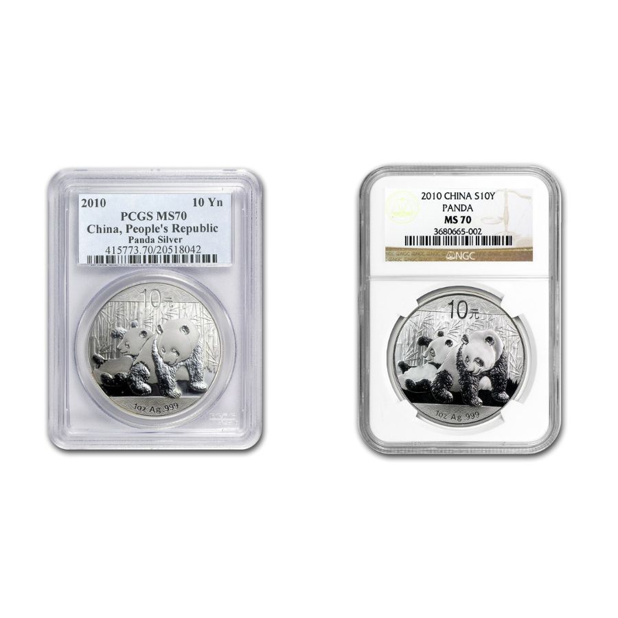 2011年 中国 パンダ銀貨 10元 PCGS MS69
