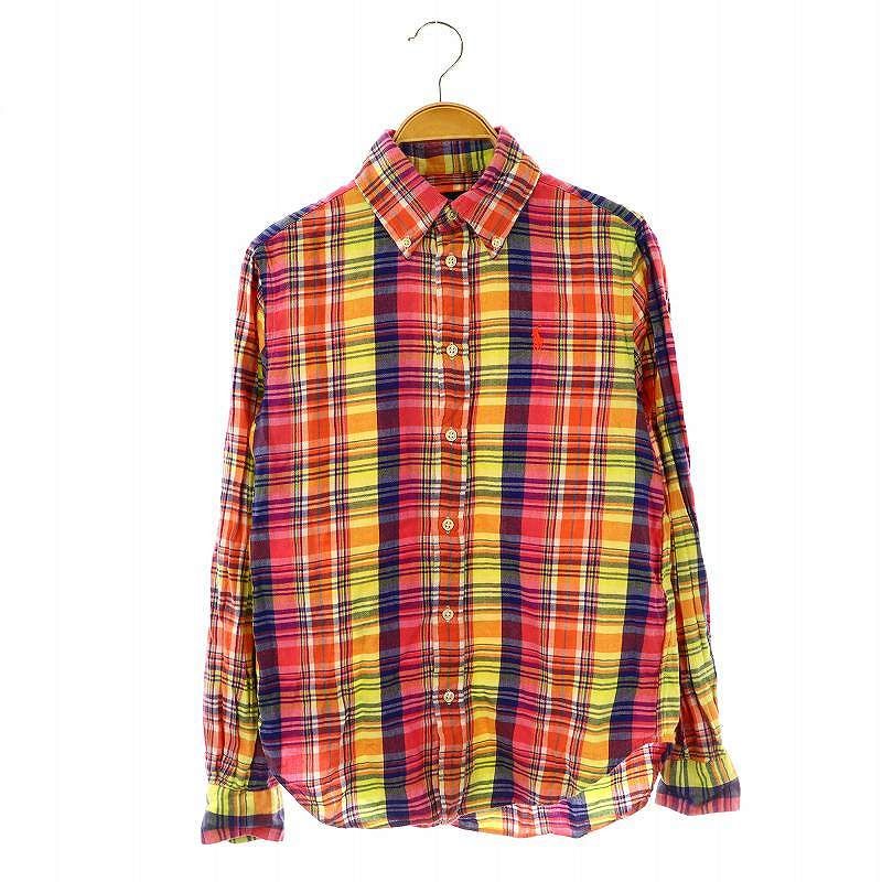 ラルフローレン RALPH LAUREN チェック ボタンダウンシャツ 長袖 スタンドカラー XS マルチカラー /AT ■OS