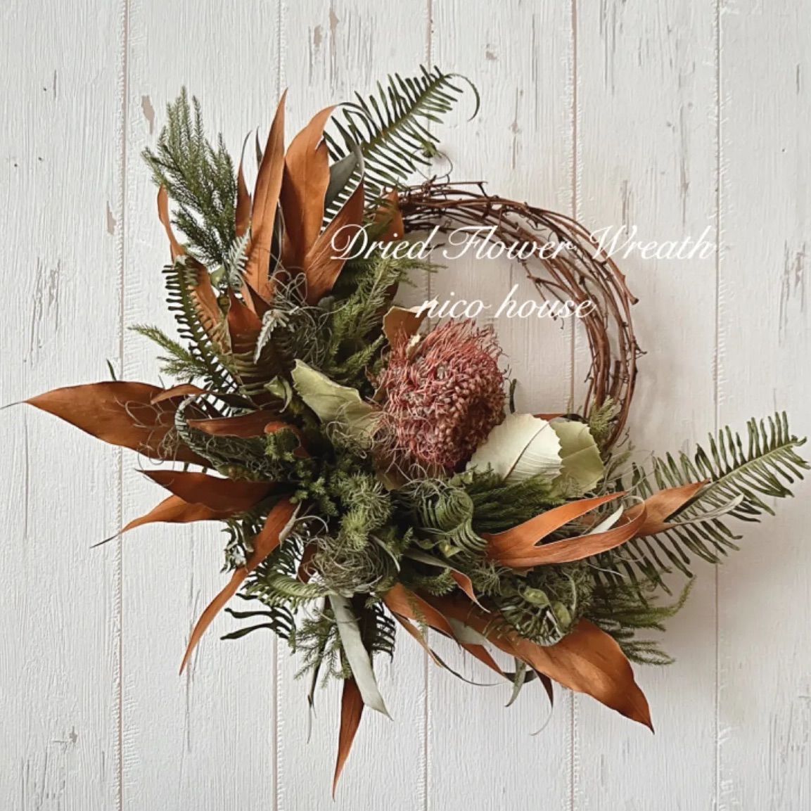 ワイルドフラワーリース (約40cm) ドライフラワーリース ハーフリース