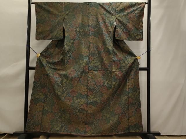 平和屋着物□本場大島紬 7マルキ 草花文 正絹 逸品 AAAZ0901ru