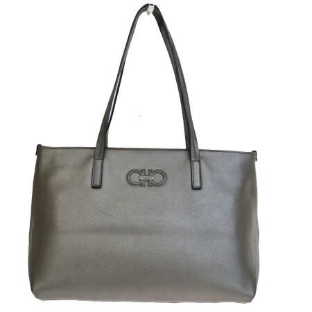 【中古】 サルバトーレフェラガモ Salvatore Ferragamo ガンチーニ トートバッグ ショルダー グレー レザー 02ES083