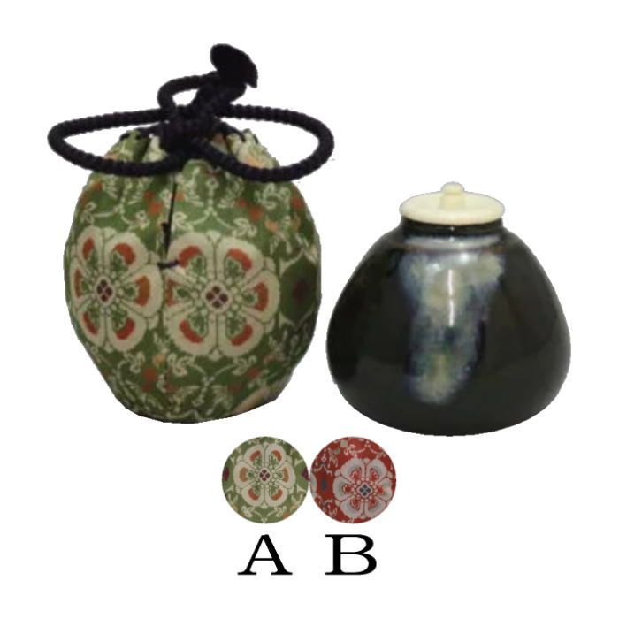 茶器/茶道具 茶入（お濃茶器）】 オンライン 茄子茶入 仕服：花鳥梅花
