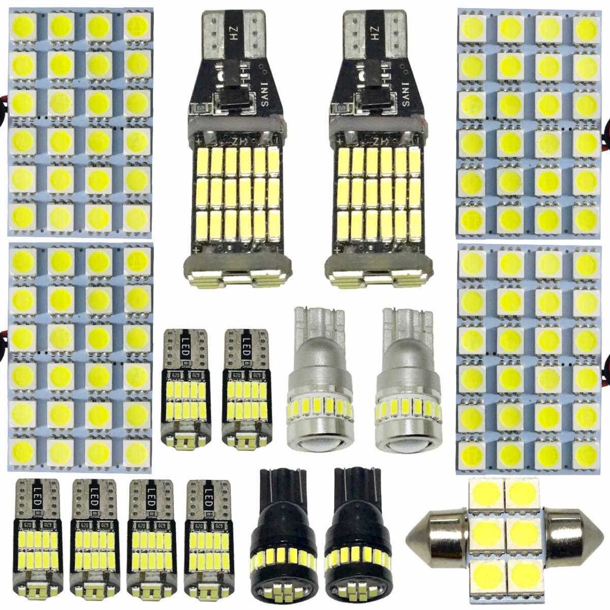 鬼爆 20系 ヴェルファイア 後期 T10 LED ルームランプ バックランプ ナンバー灯 17点セット 基盤＋ウェッジ球 ホワイト トヨタ 純正球交換 パーツ 車検対応 パーツ