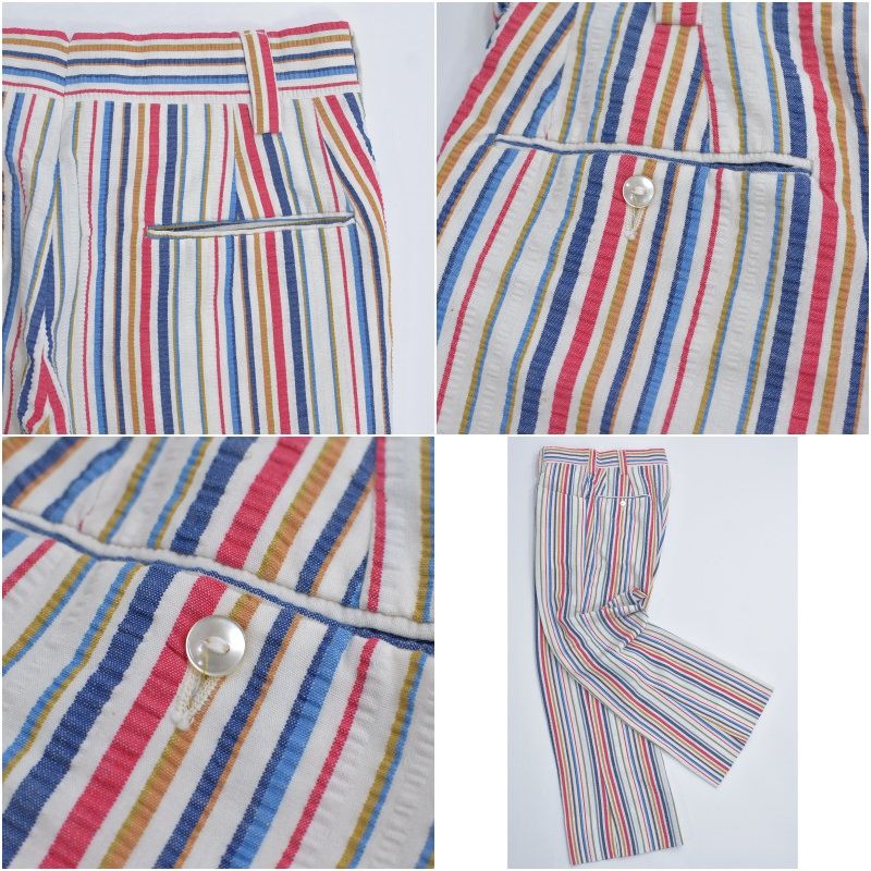 【vintage】希少70s~TALONジップマルチカラーストライプフレアパンツ 70s Vintage マルチストライプ シアサッカー スラックス TALON