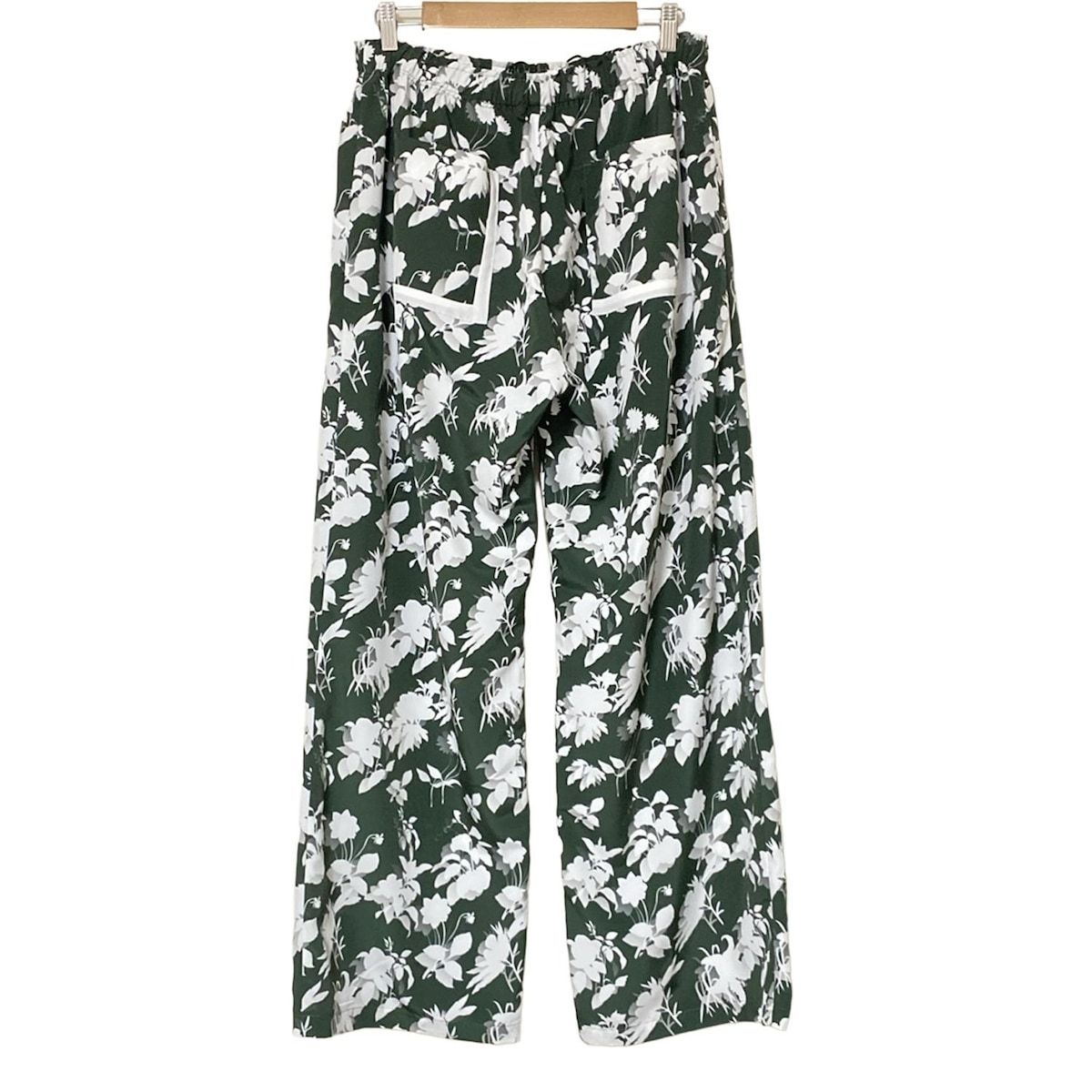 meagratia メアグラーティア パンツ サイズ2 M レディース - ダークグリーン×白×マルチ フルレングス 花柄 ウエストゴム