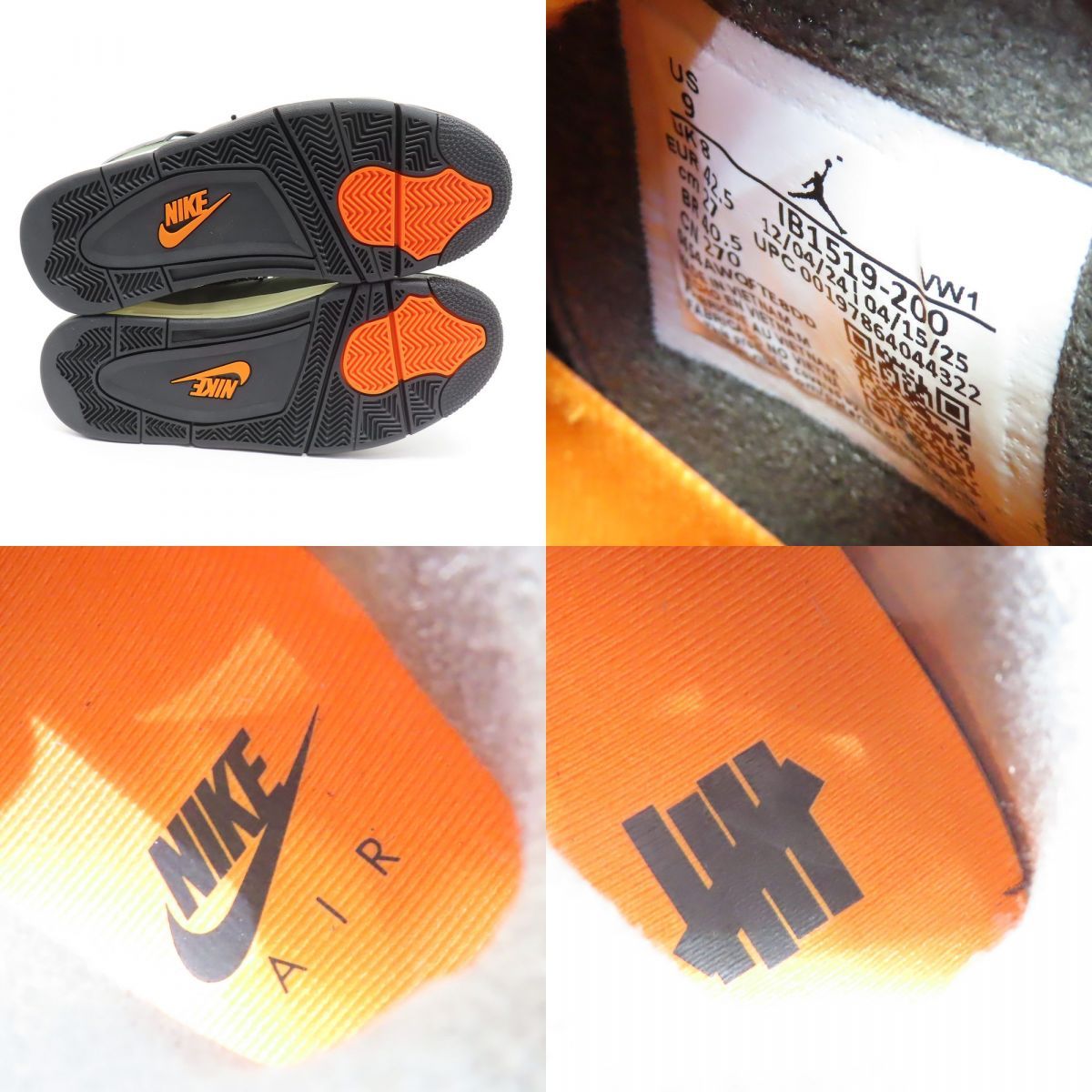 未使用】NIKE ナイキ × UNDEFEATED アンディフィーテッド AIR JORDAN 4 
