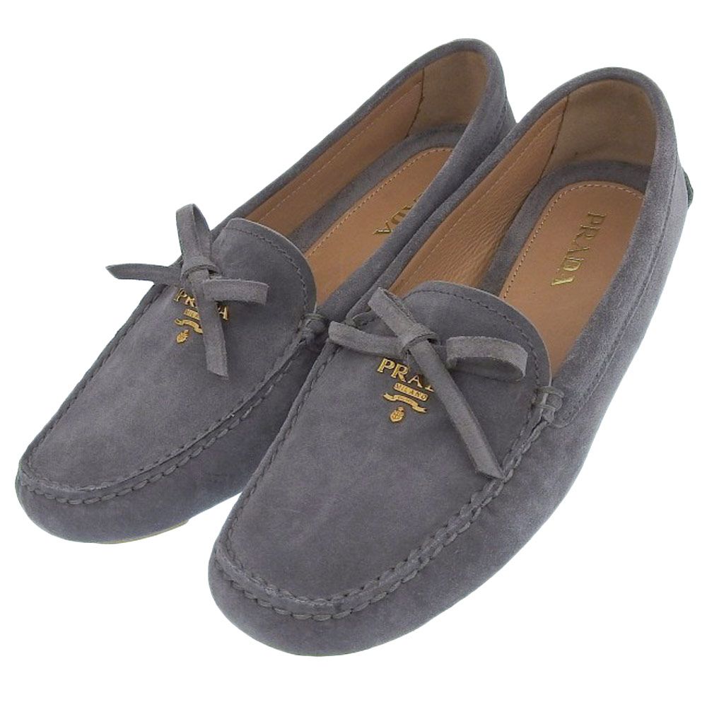 PRADA スエード ロゴ リボン ドライビングシューズ 35 約22.5cm PRADA スエード ロゴ リボン ドライビングシューズ 35 約22.5cm