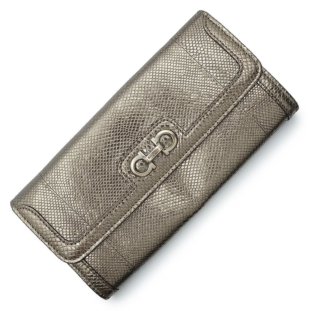 サルヴァトーレフェラガモ ガンチーニ 二つ折り長財布 カーフスキン