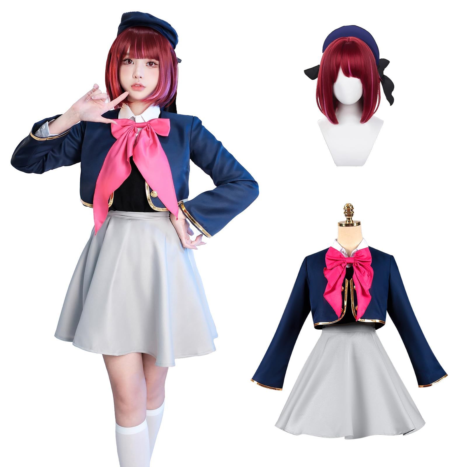 神併 星野アイ コスプレ ウィッグ付き 星野アクア 星野ルビー 有馬かな コスプレ衣装 大人用 仮装 文化祭 イベント コスチューム ステージ服