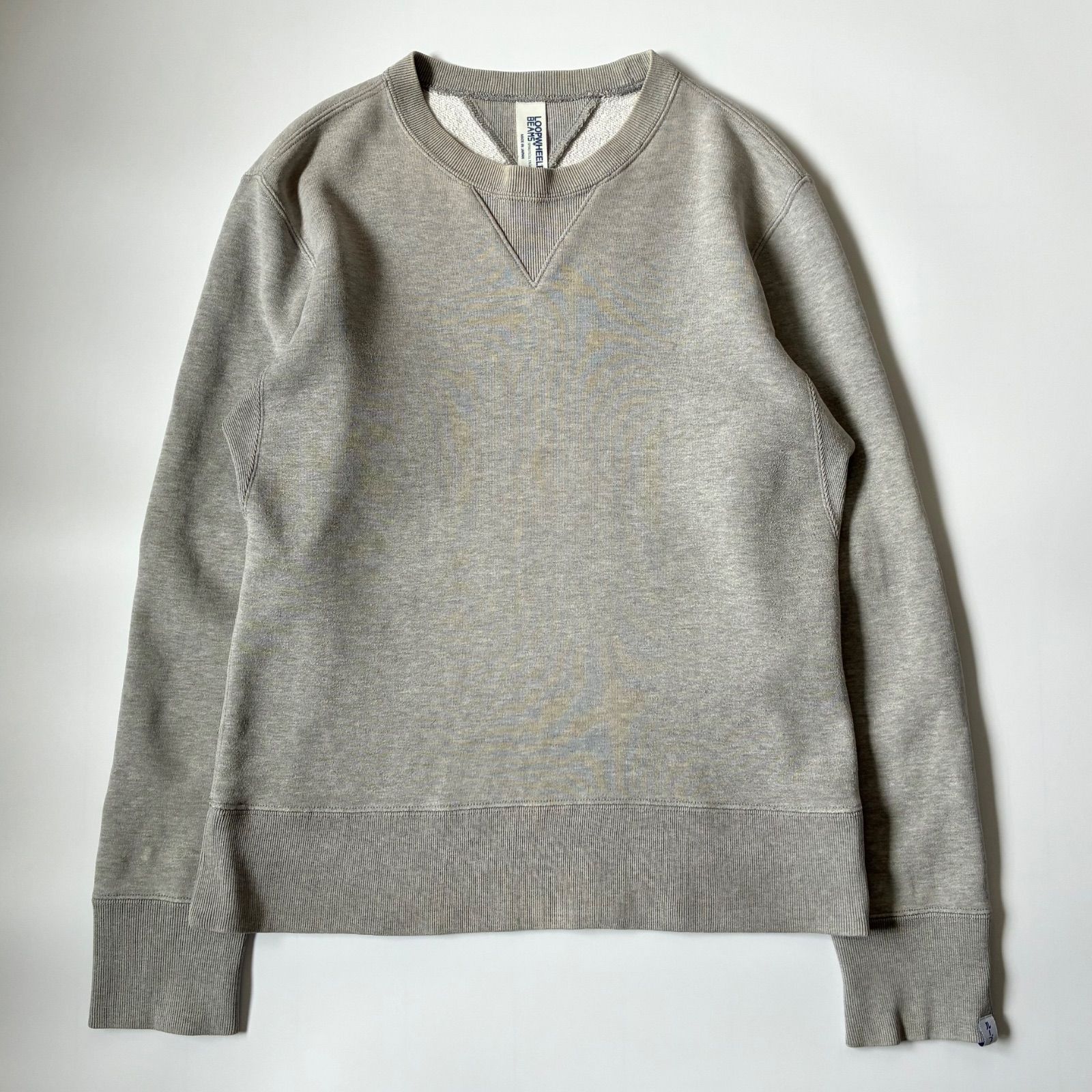 LOOPWHEELER BEAMS+ 両V スウェット トレーナー S グレー LOOPWHEELER / BEAMS PLUS別注 両Vガゼット 吊り裏毛 クルー