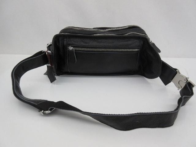 TIDING タイディング ウエストバッグ ヒップバッグ レザー ブラック 黒 メンズ