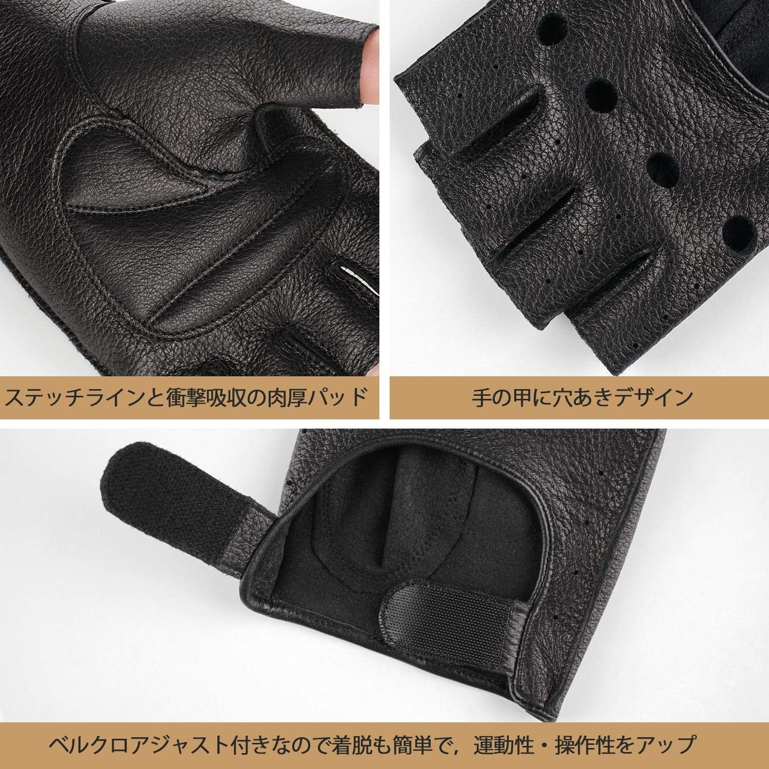 新品 [ジー エス ジー] ドライビンググローブ メンズ 革 手袋 半