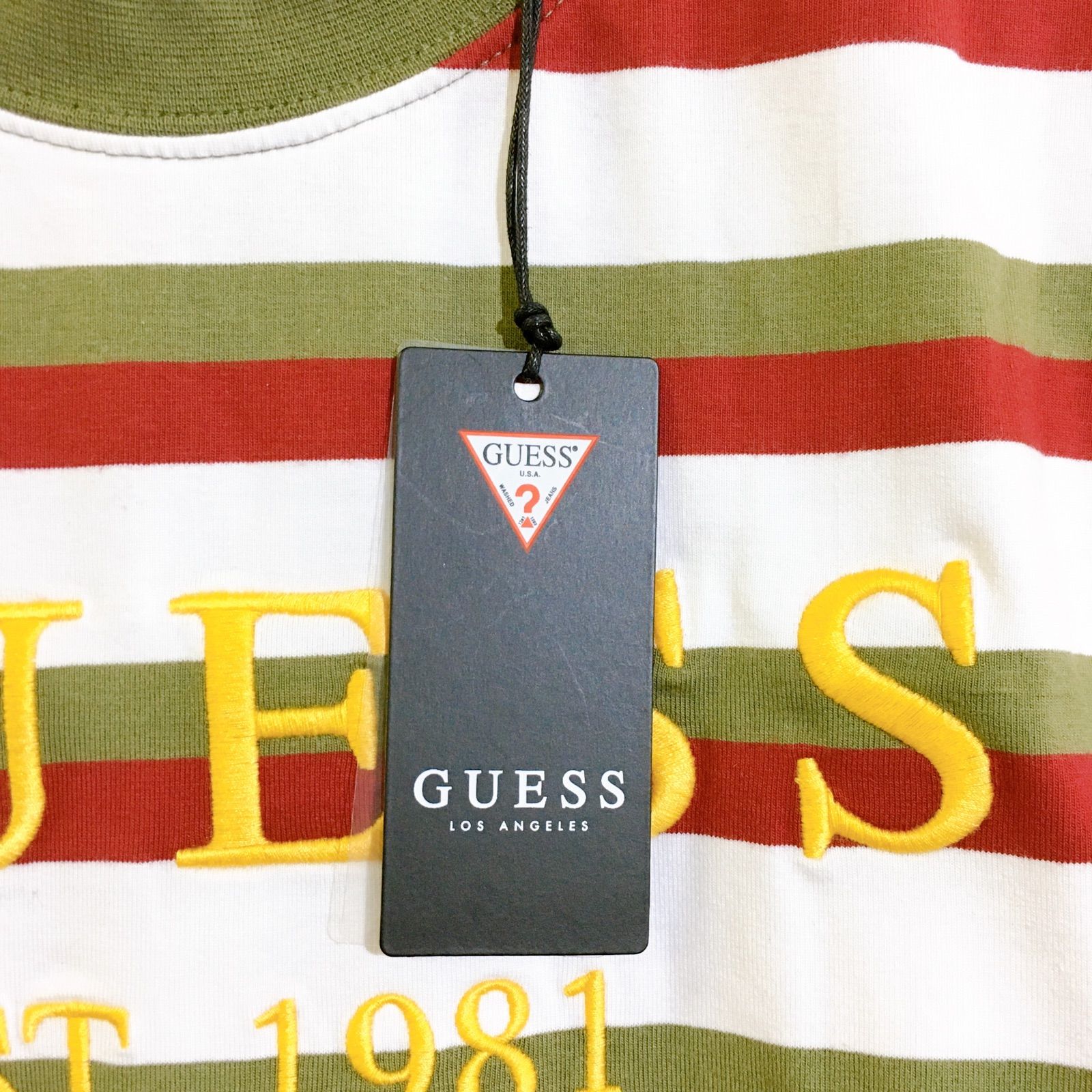 美品】タグ付き GUESS ゲス ロゴTシャツ ボーダー トップス メンズ M