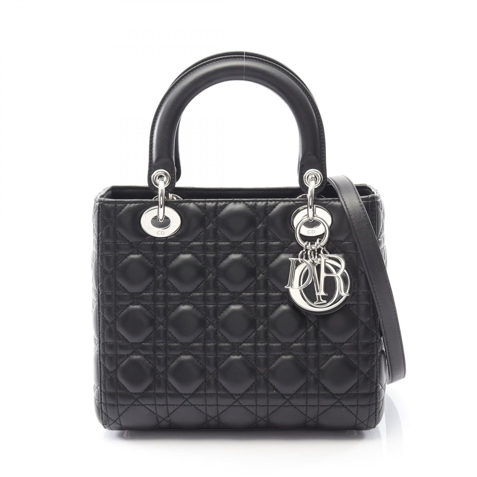 ディオール Dior ハンドバッグ LADY DIOR レディディオール カナージュ M0565BNGE-M900 ブラック レザー レディディオール カナージュ 2wayトート レディース Used A