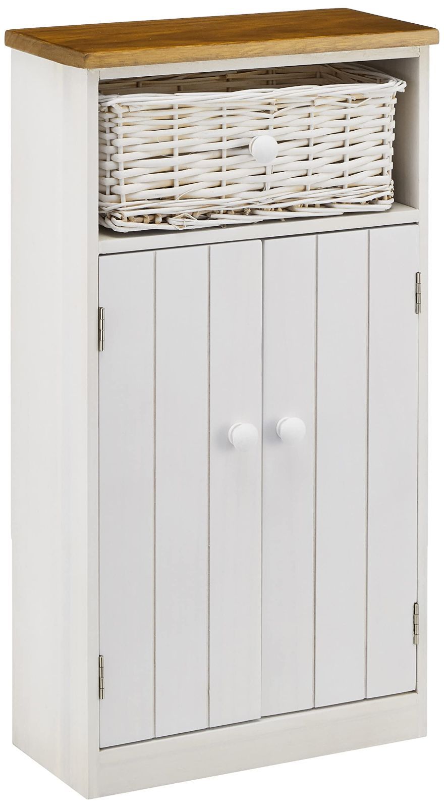 萩原 トイレラック トイレ 収納 棚 完成品 カゴ付き ミドル 開き戸 ホワイト MTR-6438