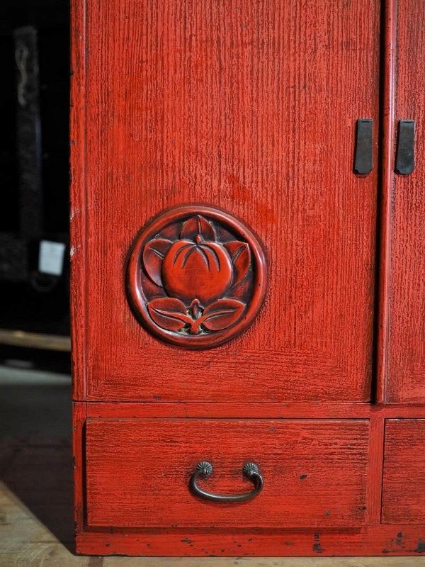 根来塗鎌倉キャビネット 昭和中期 古録展 送料無料 品番S10822