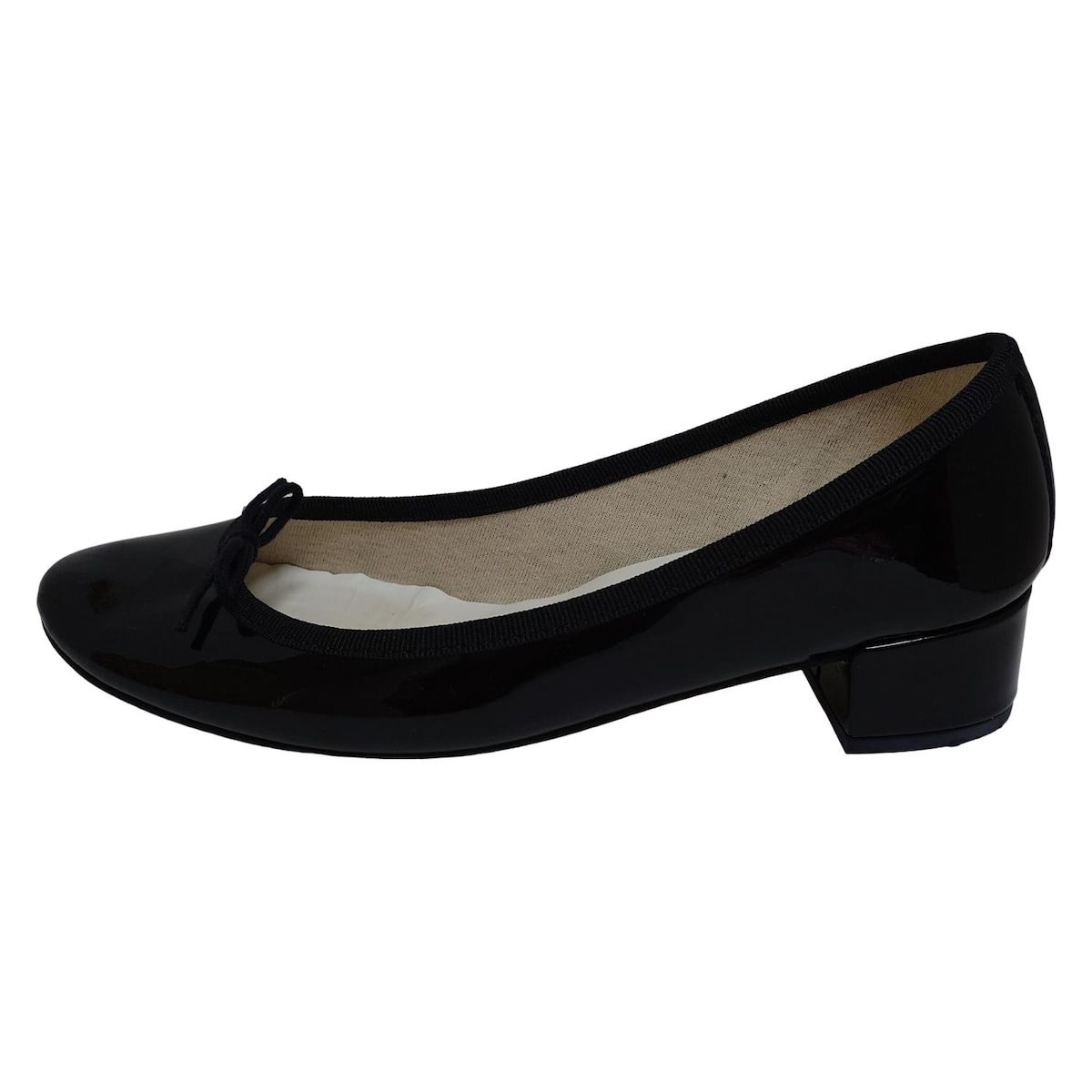 【美品】レペットrepetto カーフスキン 黒 38 repetto(レペット) パンプス 38 レディース - 黒 リボン レザー