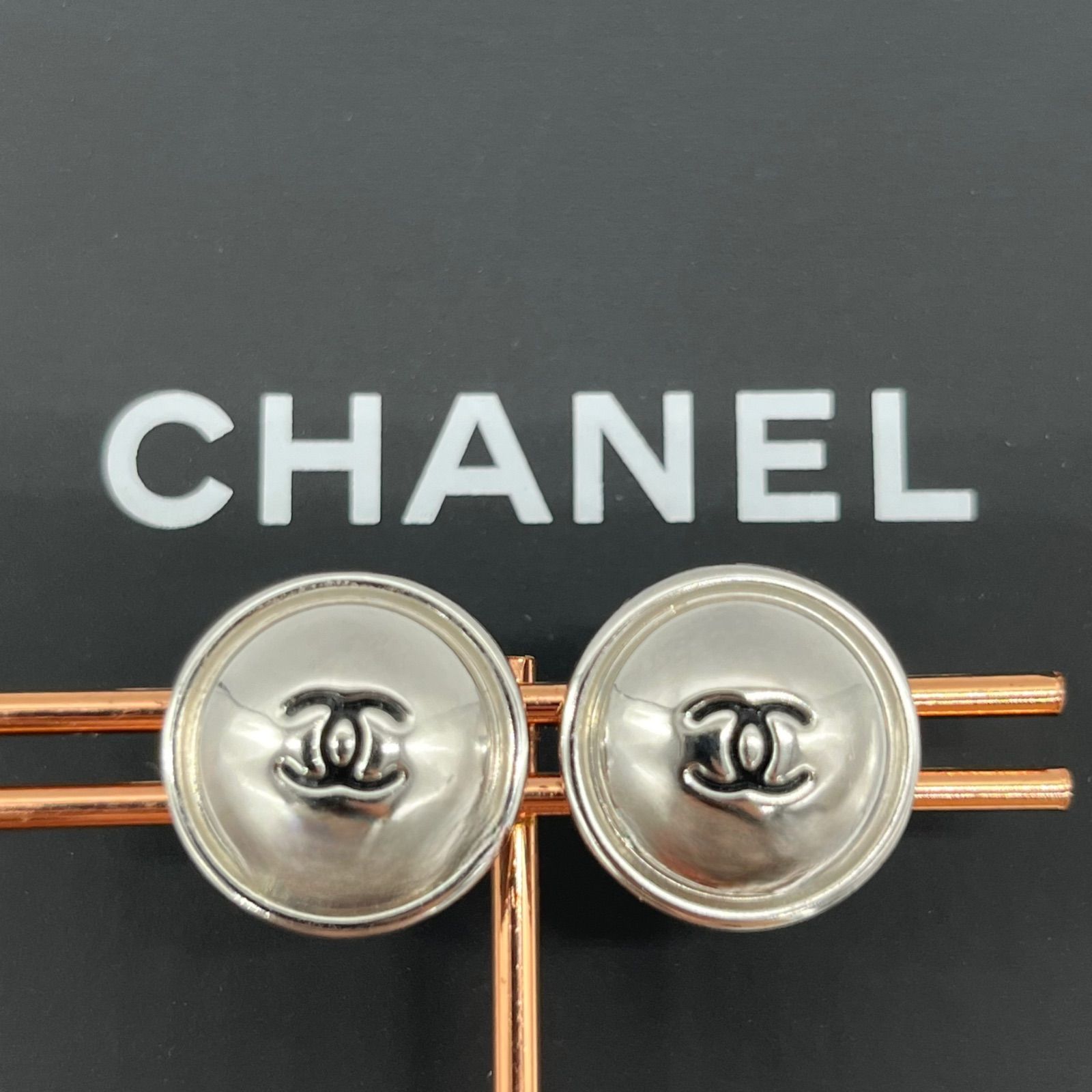 【極美品】CHANEL ピアス ココマーク シルバー ロゴプレートあり  99P1991年ヴィンテージ  シャネル