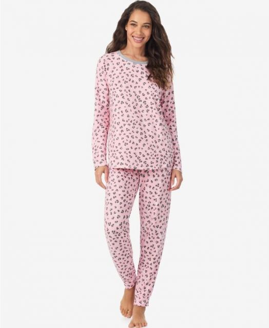 送料無料 クドルドッズ レディース ナイトウェア アンダーウェア Women s Long Sleeve Crewneck Top and Jogger Pajama Set Pink Leopard