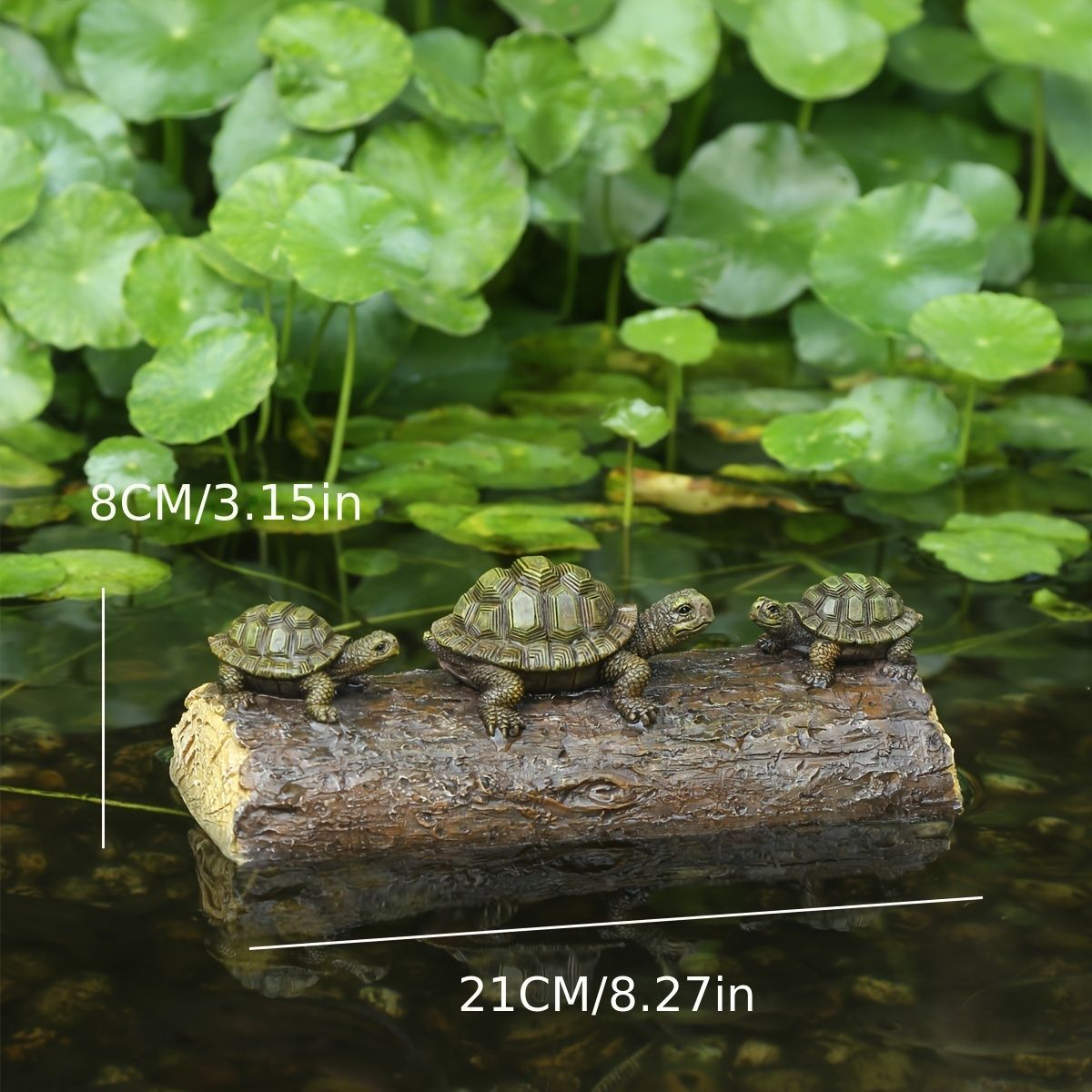 亀の置物 レジン製 カメの親子 三匹のカメ 動物 フィギュア 池 庭 水辺 