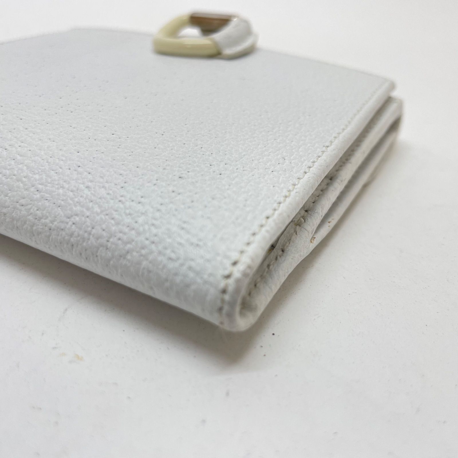 S1384 GUCCI グッチ 折り財布 Wホック ホワイト レザー
