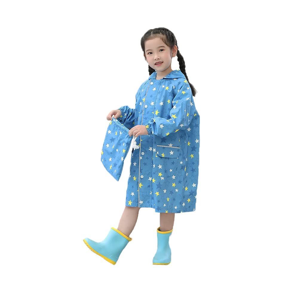 収納バッグ付き シンプル 通学 通園 防水 反射 子供 男の子 女の子 雨具 ランドセル対応 キッズ レインコート [TSAYAWA]