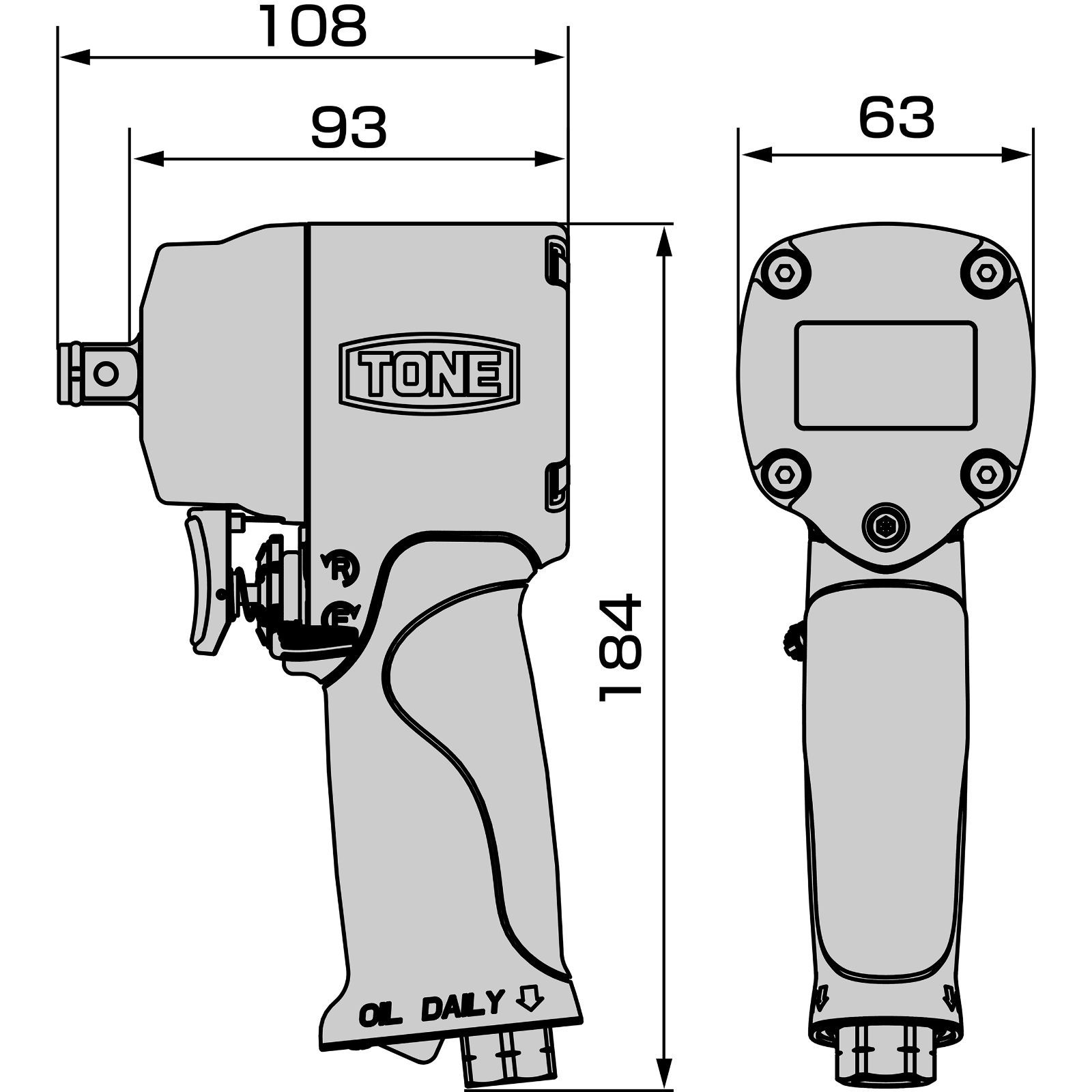 TONE トネ エアーインパクトレンチ(ショートタイプ）AI3121 - メルカリ