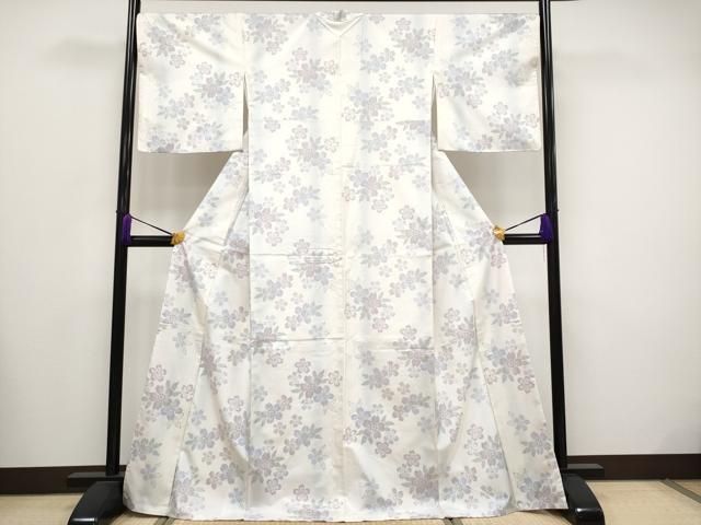 平和屋着物□極上 本場大島紬 白大島 舞桜文 久野織物謹製 さが美扱い