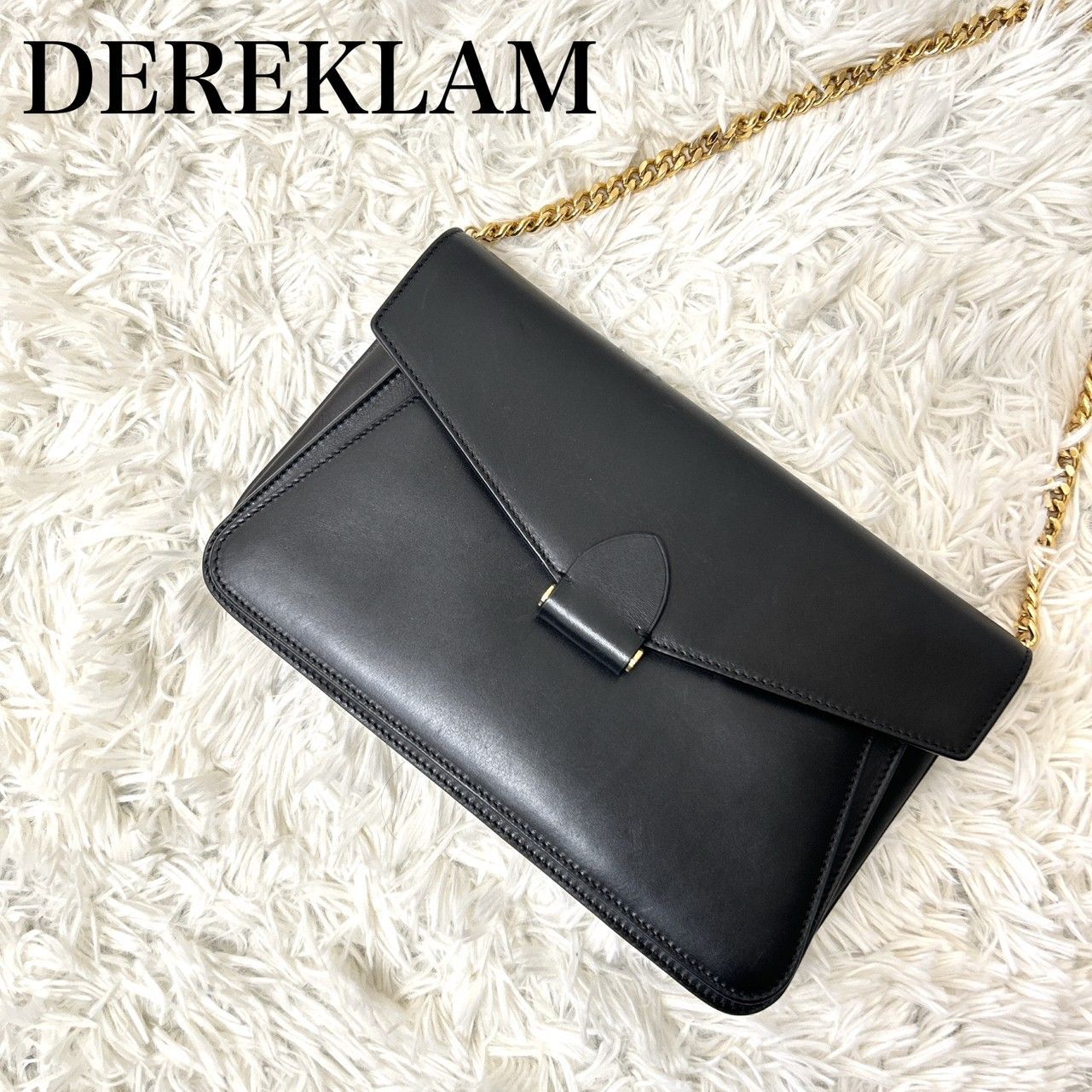 高級 DEREK LAM デレクラム ショルダーバッグ レザー ゴールドチェーン 