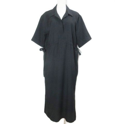 セオリーリュクス theory luxe 22SS AVES RISE ワンピース ロング 5分袖 ドロップショルダー スキッパー 038 M相当 黒 ブラック |X